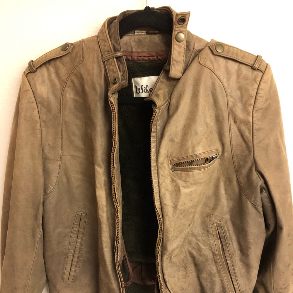 EUC Vintage Mens Bomber jacket  size 40 Wilsons Suede & Leather zipped fleece